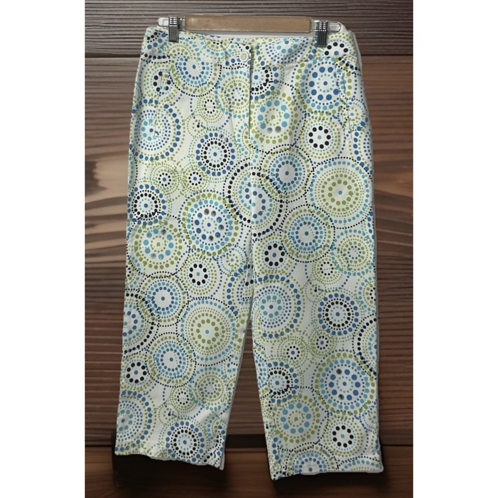 Women's NWOT Talbots Strech Crop Pattern Pants Sz 10 Petites Pockets